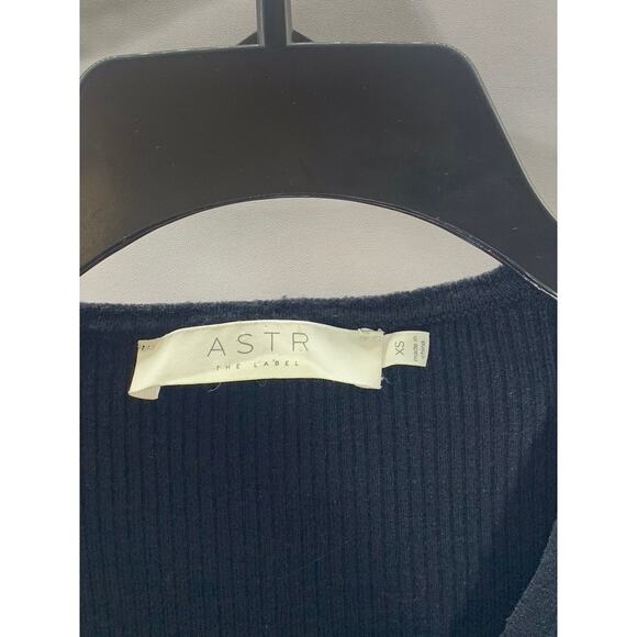 ASTR THE LABEL Women's Black Ribbed Puff Long Sleeve Surplice Top SZ XS - Picture 7 of 8